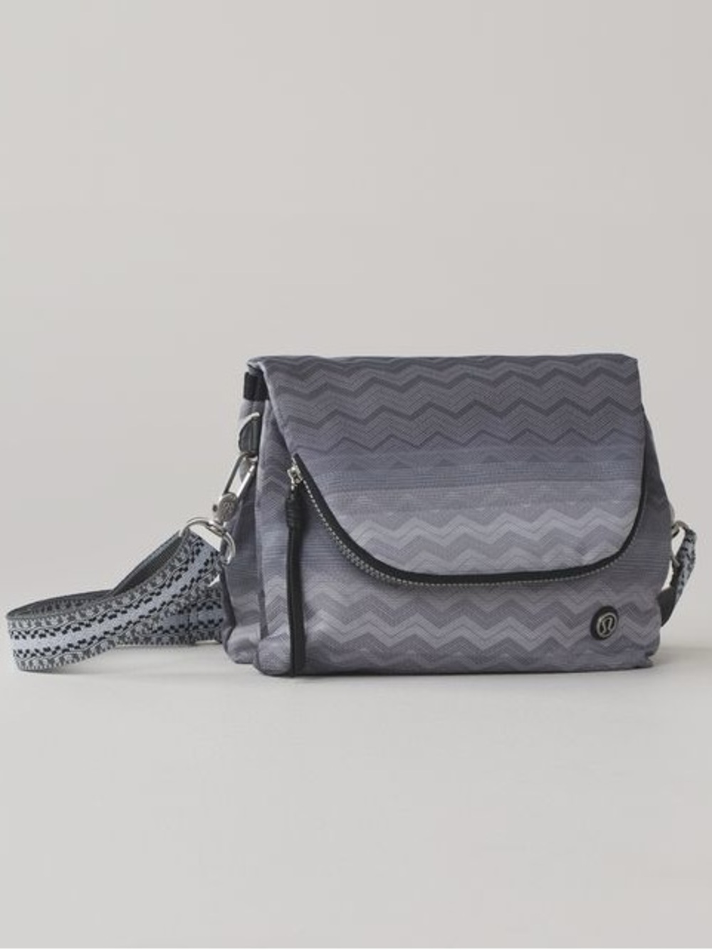 lululemon athletica Chevron Pattern Gray Crossbody Bag with Detachable Strap
